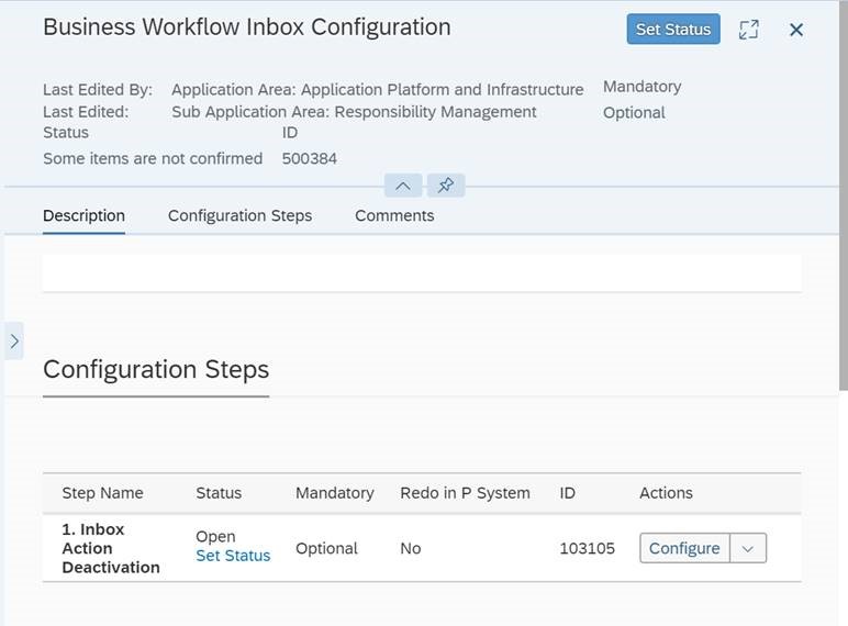 Business Workflow Inbox Configuration detail