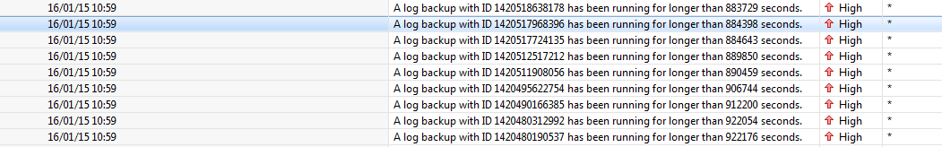 2081845 - How to handle HANA Alert 65: 'Runtime of the log backups ...