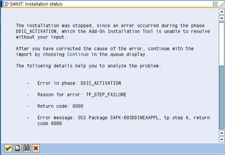 SAINT DDIC_ACTIVATION error screen