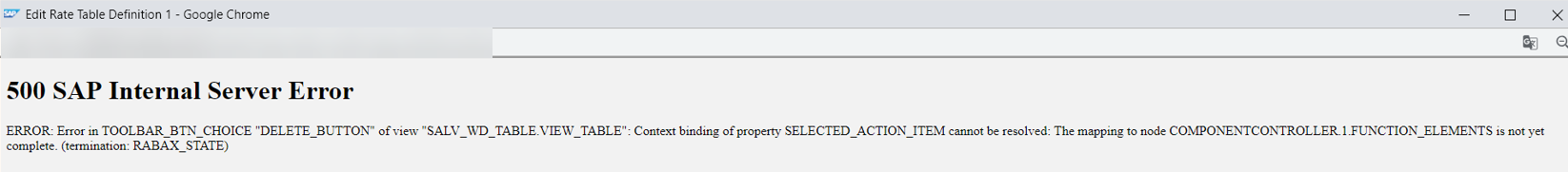 500 SAP Internal Server Error message