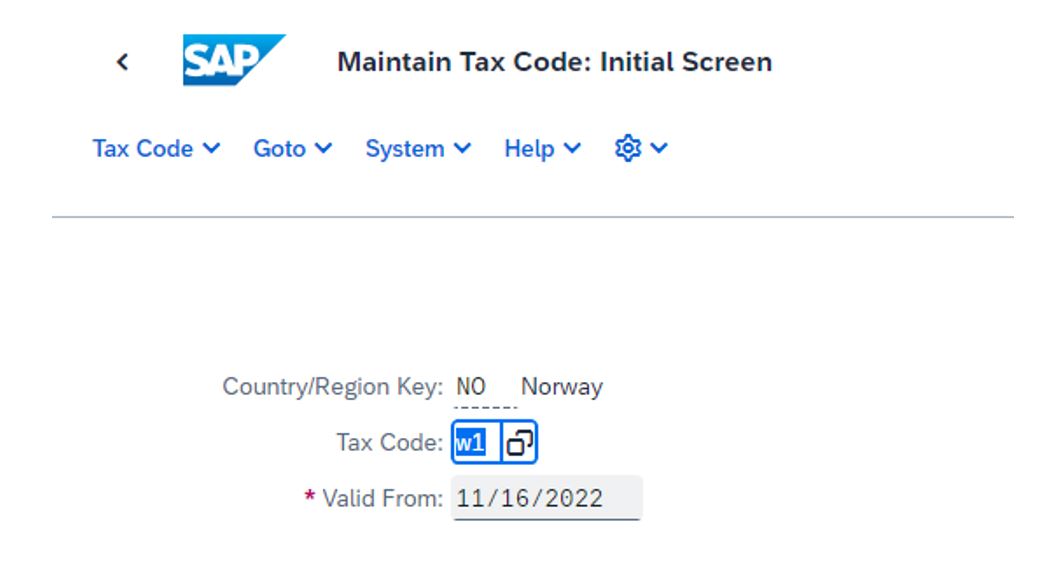 Maintain Tax Code W1
