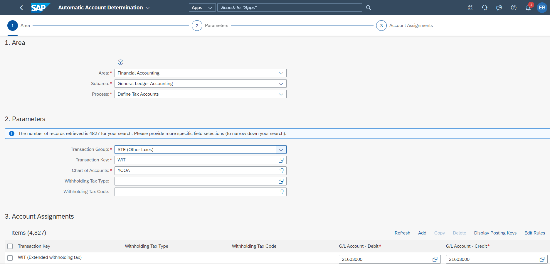 Automatic Account Determination WIT