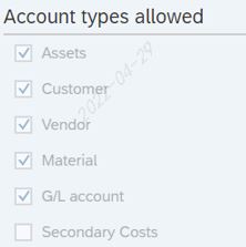 Account types allowed