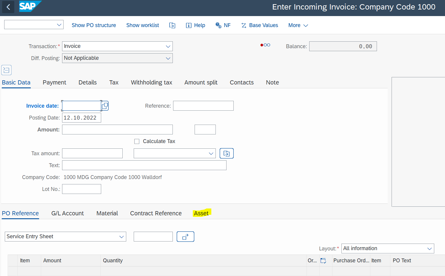 sap miro assignment field