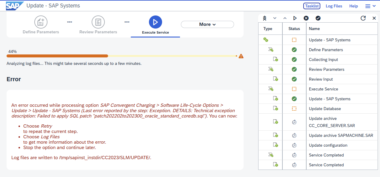sapinst error message