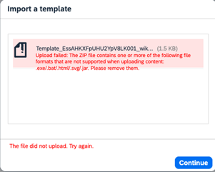 Screenshot of the error