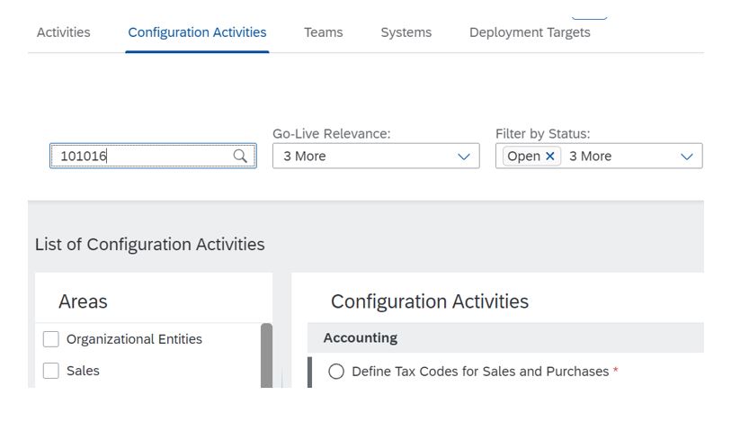 CBC configuration activities