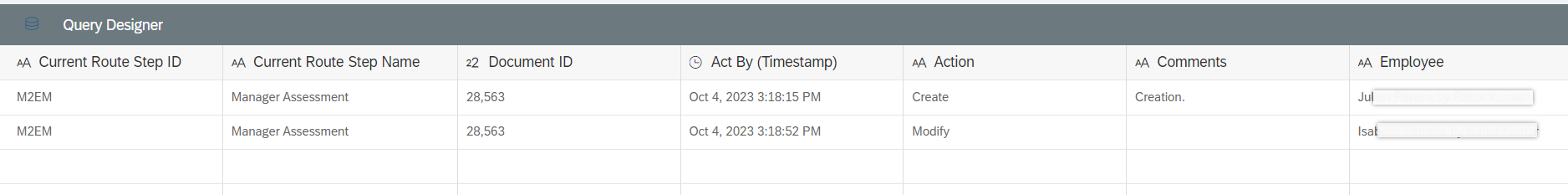 3385382 - Performance Forms Audit Trail Reporting - Performance Management