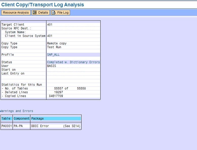 Client Copy Log Analysis