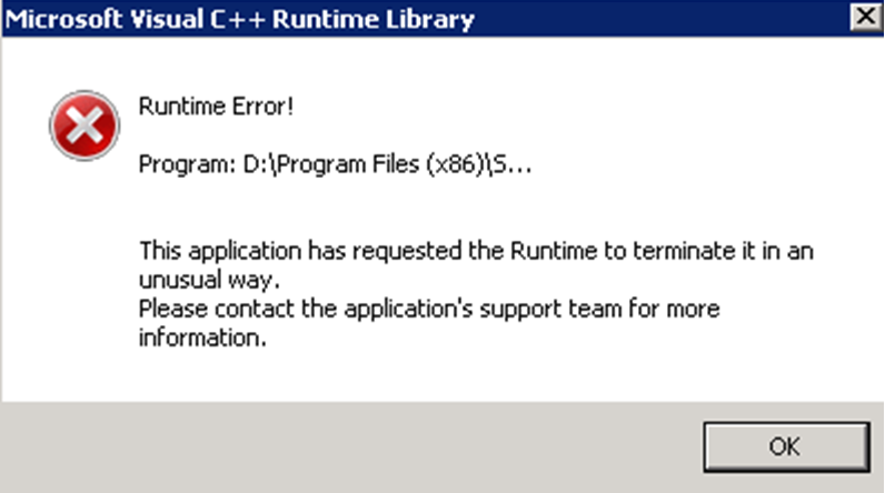 Microsoft Visual C++ Runtime Error