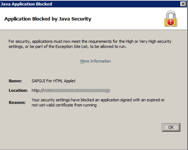 Java Application Blocked
