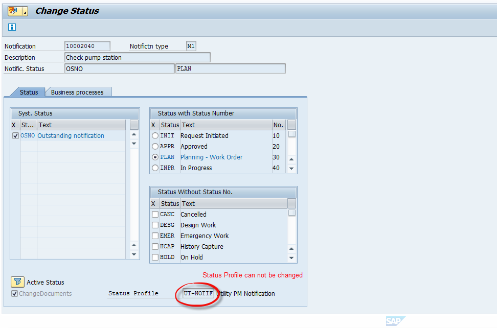 Status Profile Definition In Sap