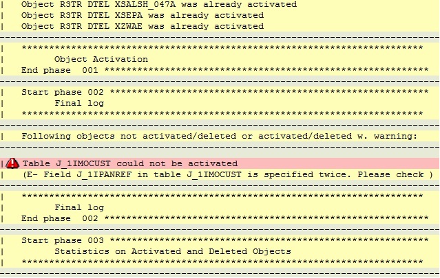 DDIC_ACTIVATION log detailing the problem