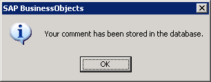 comment stored in database message