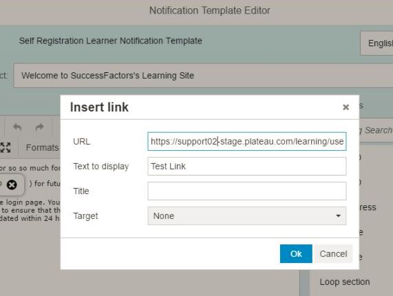 SuccessFactors - LMS - Notifications - HTML Editor.JPG