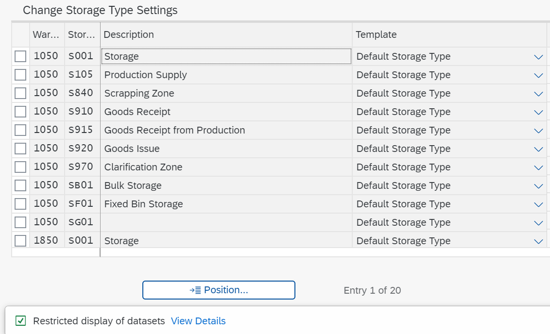 Restriction in changing the storage type