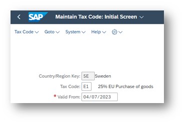Select Tax Code