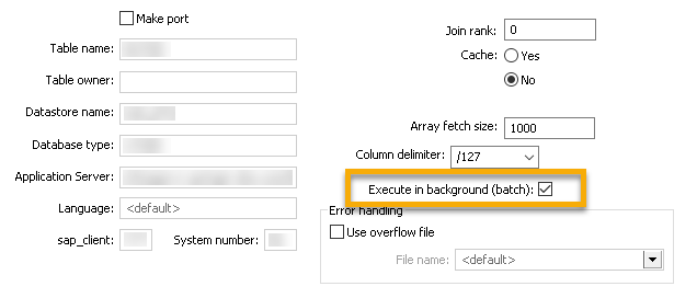 Execute in background (batch) option