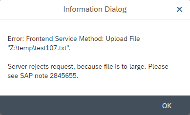 New upload error popup