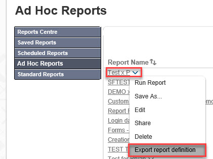 2089488 - How to Copy or Migrate an Ad Hoc Report from one Instance to A
